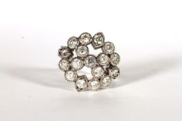 18CT WHITE GOLD DIAMOND CLUSTER ESTIMATED AS 1.59CT TOTAL, stones in a chenier setting, total weight