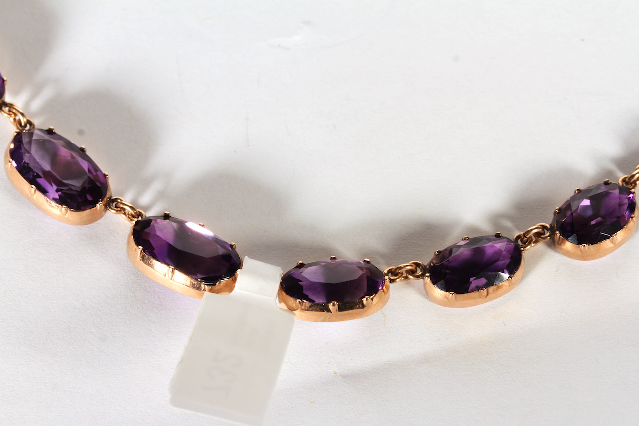 Victorian Amethyst Necklace, set with amethyst stones, claw set, approximate total length 14.5 - Image 2 of 2