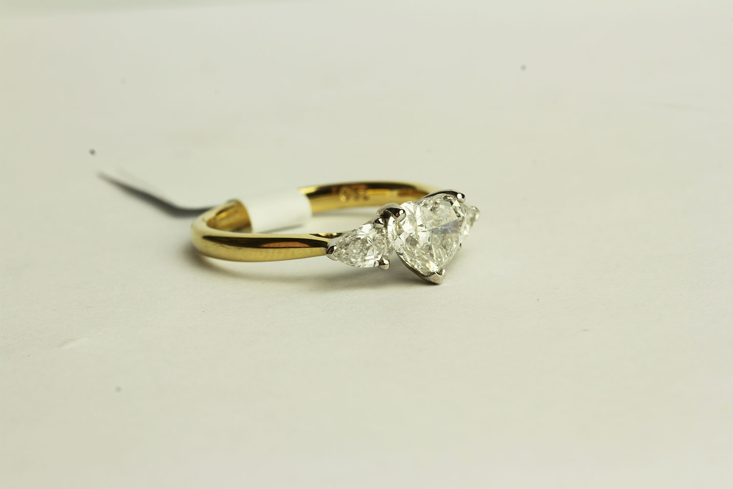 Heart Shaped Diamond Ring, set with 1 heart shaped diamond, 2 pear shaped diamonds - Image 2 of 3