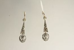 Edwardian Old Cut Diamond Drop Earrings, old and rose cut diamonds set across articulated drops,