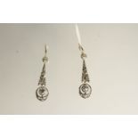 Edwardian Old Cut Diamond Drop Earrings, old and rose cut diamonds set across articulated drops,