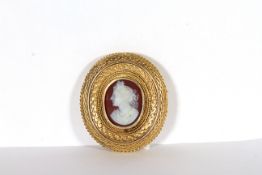 Australian Interest - Gaunt, Melbourne 1829-1890, A signed cameo brooch, central hard stone cameo