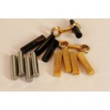 CARTIER INTERCHANGEABLE CUFFLINKS, WITH ONYX, WHITE GOLD AND YELLOW GOLD BARS,stamped cartier and