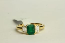 Emerald and Diamond Ring, set with an emerald approximately 1.16ct