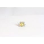 Opal and diamond cluster ring, large round cabochon cut opal approximately 11.5mm, set within a