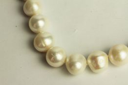 White Cultured Pearl Necklace, stamped 9ct white gold ball clasp,