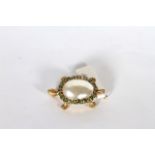 Early 20th Century Marbe Pearl and Demantoid Garnet Tortoise Brooch, Marbe pearl shell, Demantoid