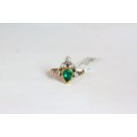 Georgian Emerald and diamond ring, pear cut emerald set in a closed back setting, approximately 6.