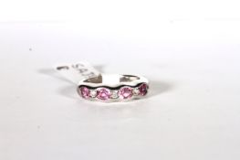 18CT PRAVINS PINK TOURMALINE AND DIAMOND DRESS RING,pink stones estimated as 4x3mm , 4x brilliant