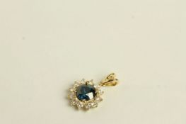 Blue and White Diamond Pendant, set with 1 round brilliant cut blue diamond approximately 1.31ct