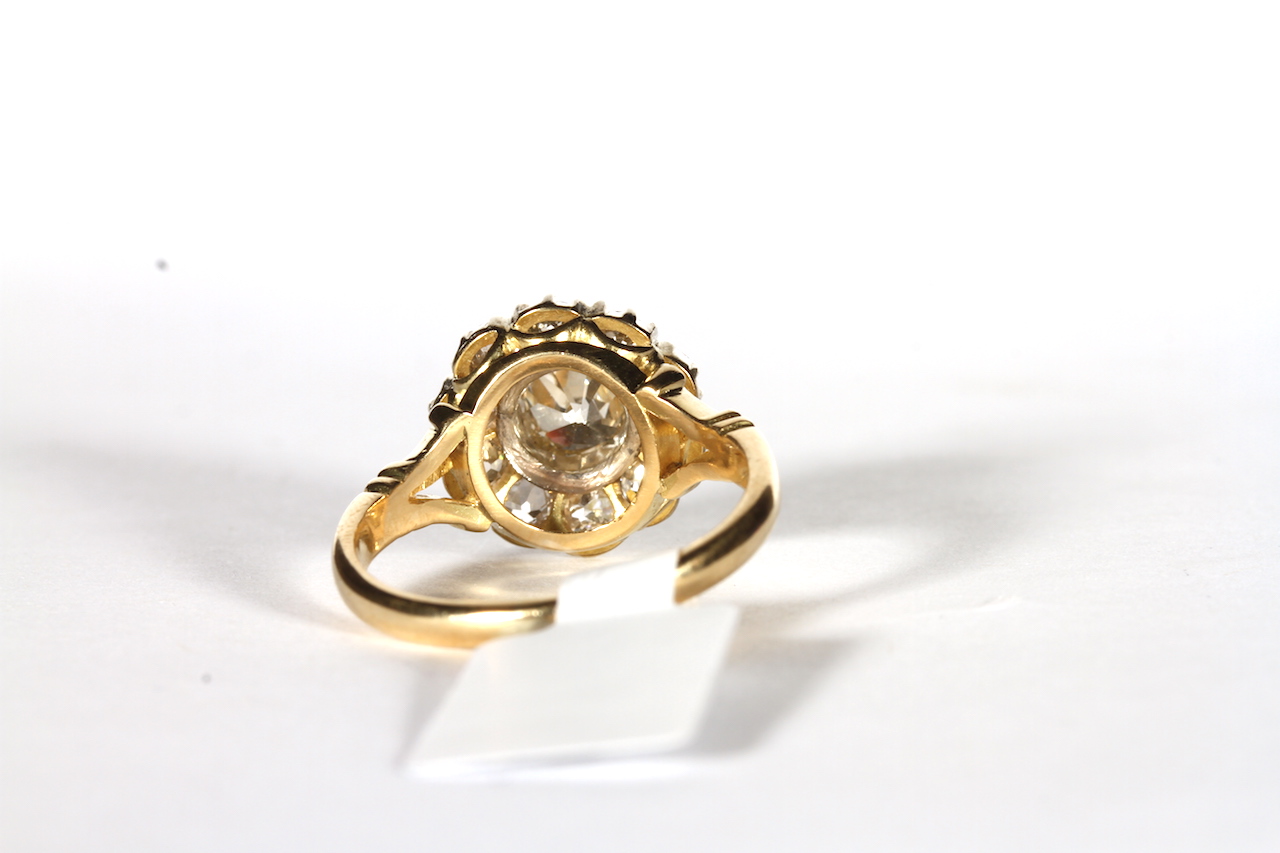 Fine Victorian Old Cut Diamond Ring, central old cushion a cluster of a further 10 old cut diamonds, - Image 3 of 3