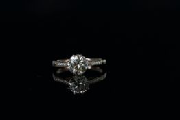 Diamond Cluster Ring, set with 1 round brilliant cut diamond at 1.50ct