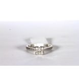 PLATINUM SINGLE STONE PRINCESS CUT DIAMOND RING ESTIMATED AS 0.84CT TOTAL, WITH GIA CERTIFICATE