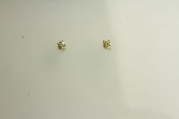 Pair of Diamond Stud Earrings, set with a total of 2 round brilliant cut diamonds