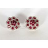 Burmese Ruby and Diamond Earrings, a fantastic pair of of tiered cluster earrings, 14 exceptional