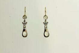 Pair of Moonstone and Diamond Drop Earrings