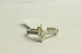 Marquise Cut Diamond Ring, set with 1 marquise cut diamond, 4 claw set