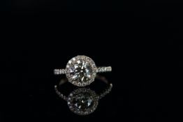 Diamond Cluster ring, set with 1 round brilliant cut diamond approximately 1.52ct