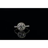 Diamond Cluster ring, set with 1 round brilliant cut diamond approximately 1.52ct