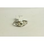 Art Deco Style Diamond Ring, set with 1 old cut diamond approximately 1.02ct, claw set, baguette cut