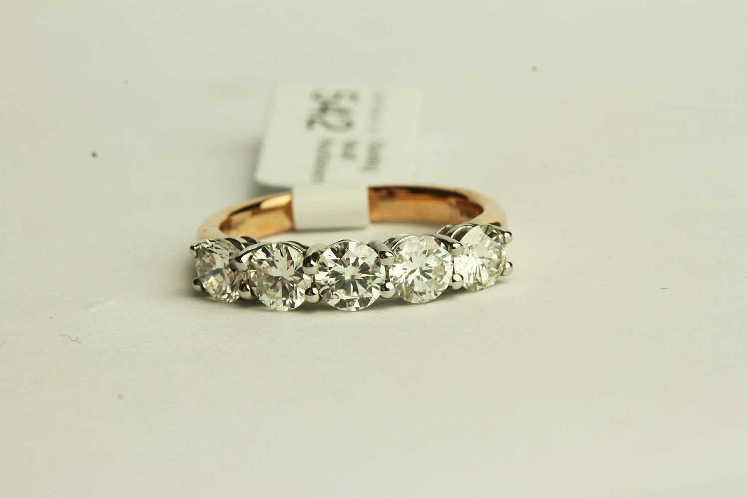 5 Stone Diamond Ring, set with 5 round brilliant cut diamonds