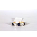 Sapphire and Diamond 5 stone ring, set with 3 sapphires totalling approximately 1.26ct, set with 2