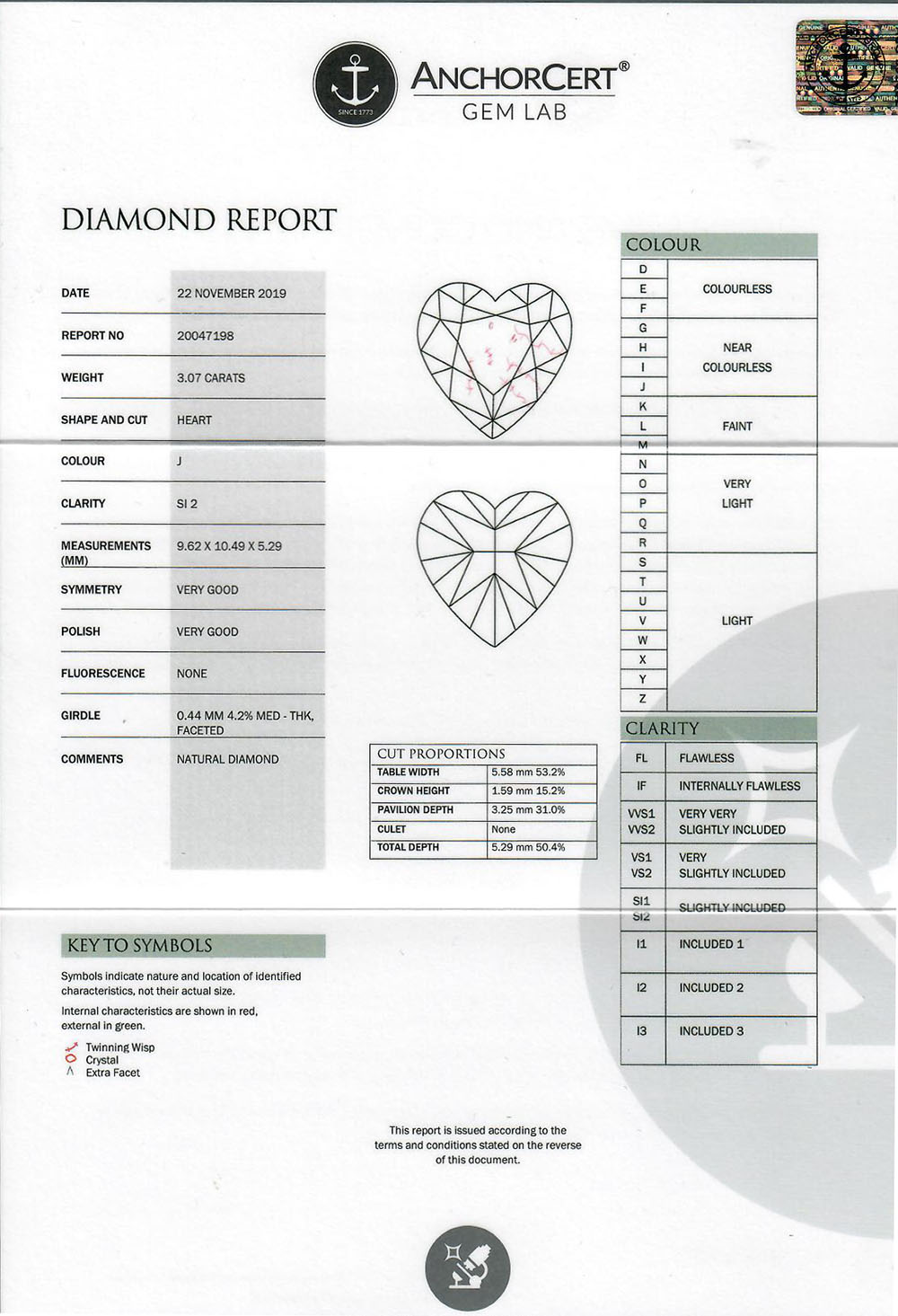 18CT WHITE GOLD DIAMOND HEART PENDANT,ESTIMATED AS 3.07CT TOTAL,colour J, clarity SI2, - Image 8 of 8