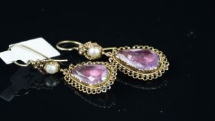 Pair of Mabe pearl clip on earrings, total of 2 Mabe pearls set to the centre measuring