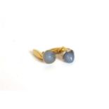 Star Sapphire cabochon cufflinks, 10mm cabochon blue sapphires, mounted in 18ct yellow and white