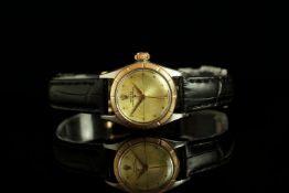 LADIES ROLEX OYSTER PERPETUAL 'ZEPHYR' BI METAL WRISTWATCH REF. 6621, circular patina hairline