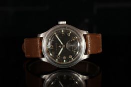 GENTLEMANS VINTAGE CYMA BRITISH MILITARY WRISTWATCH, round, brown dial with illuminated hands,