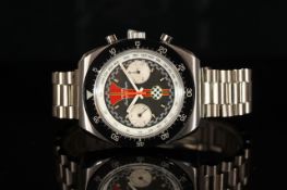 GENTLEMENS YEMA MEANGRAF SUPER CHRONOGRAPH WRISTWATCH, circular black and red twin register dial