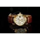 GENTLEMEN'S 18K GOLD ZENO DE LUXE, POWER RESERVE, EXHIBITION CASE BACK, MANUALLY WOUND WRISTWATCH,