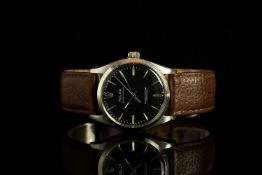 GENTLEMENS ROLEX OYSTER PERPETUAL WRISTWATCH REF. 6564, circular black gloss dial with silver pin