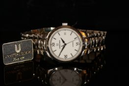 GENTLEMAN'S UNIVERSAL GENEVE , MODEL 862.216. round, white dial with illuminated sword hands,