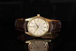 GENTLEMENS OMEGA AUTOMATIC SEAMASTER DATE WRISTWATCH, circular silver dial with gold hour markers