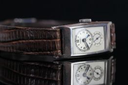 Vintage Longines Dual Dial Doctors Watch, rectangular silvered dial, circular dial with Arabic