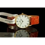 GENTLEMANS 18K JAEGER-LE COULTRE 111.1.09 / 1946287,round, off white dial with black hands, black