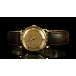 GENTLEMANS OMEGA AUTOMATIC 'BUMPER' 18CT GOLD WRISTWATCH , round, two tone gold dial, gold arabic