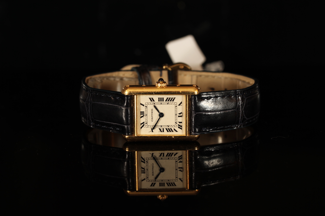 LADIES CARTIER 18CT GOLD WRISTWATCH REF. 1150 SN MG30....,square off white dial with black hands,