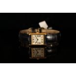 LADIES CARTIER 18CT GOLD WRISTWATCH REF. 1150 SN MG30....,square off white dial with black hands,