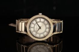 *TO BE SOLD WITHOUT RESERVE* MICHAEL KORS, mother of pearl dial, stone set dial, case and bezel,