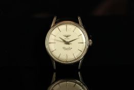 GENTLEMENS LONGINES FLAGSHIP AUTOMATIC 'FAB SUISSE' DIAL WRISTWATCH, circular off white dial with