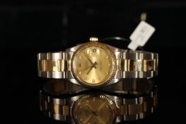 MID SIZE ROLEX OYSTER PERPETUAL DATEJUST DIAMOND SET WRISTWATCH W/ BOX REF. 6827, circular gold