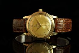 GENTLEMENS OMEGA 14CT GOLD FILLED AUTOMATIC 'BUMPER' SEAMASTER WRISTWATCH, circular gold patina dial