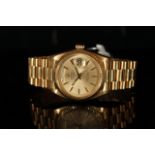 GENTLEMEN'S 18CT ROLEX OYSTER PERPETUAL DAY-DATE REF 1803 CIRCA 1973, gold dial with baton hour