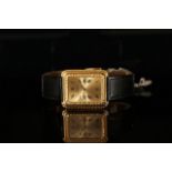 GENTLEMEN'S PIAGET 18CT GOLD QUARTZ WRISTWATCH W/ BOX REF. 74121, rectangular gold dial with with