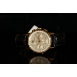 GENTLMANS LEONIDAS TRI CALENDAR 18CT GOLD CHRONOGRAPH 567102,round,silver dial with gold hands,day-