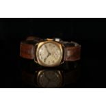 9CT TRENCH WATCH CIRCA 1932, circular dial, Black roman numerals, subsidiary seconds, 9ct hallmarked