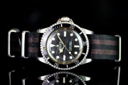 GENTLEMENS ROLEX OYSTER PERPETUAL SUBMARINER WRISTWATCH REF. 5513 CIRCA 1970, circular matt black